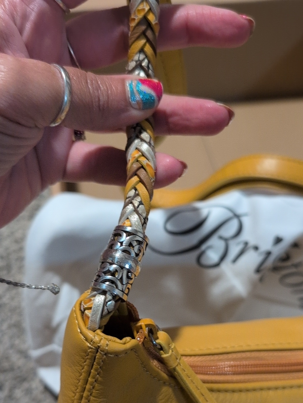 Brighton Yellow Leather Shoulder Bag with Heart Charm - Picture 6 of 9